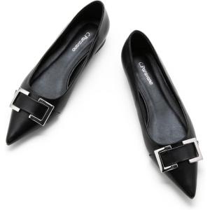C.Paravano Flats for Women | Pointed Toe Flats | Ballet Flats | Women Dressy Shoes Comfortable(Black-t)
