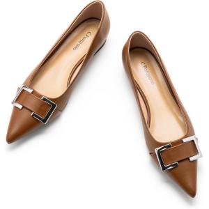 C.Paravano Flats for Women | Pointed Toe Flats | Ballet Flats | Women Dressy Shoes Comfortable(Brown)