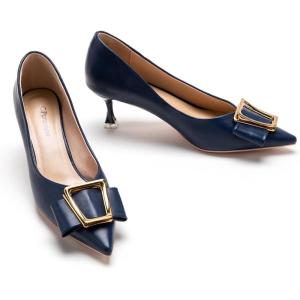 C.Paravano Pumps Shoes Women | Kitten Heels | Low Heel | Dress Shoes for Women | Pointed Toe Heels, Spring/Summer Events(Navy,Size 7.5)