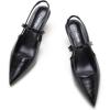 C.Paravano Slingback Flats for Women Pointed Toe Kitten Heels Pumps Ankle Strap Comfort for Office Casual Wear Dress Shoes(Size 8.5,Black Heels)