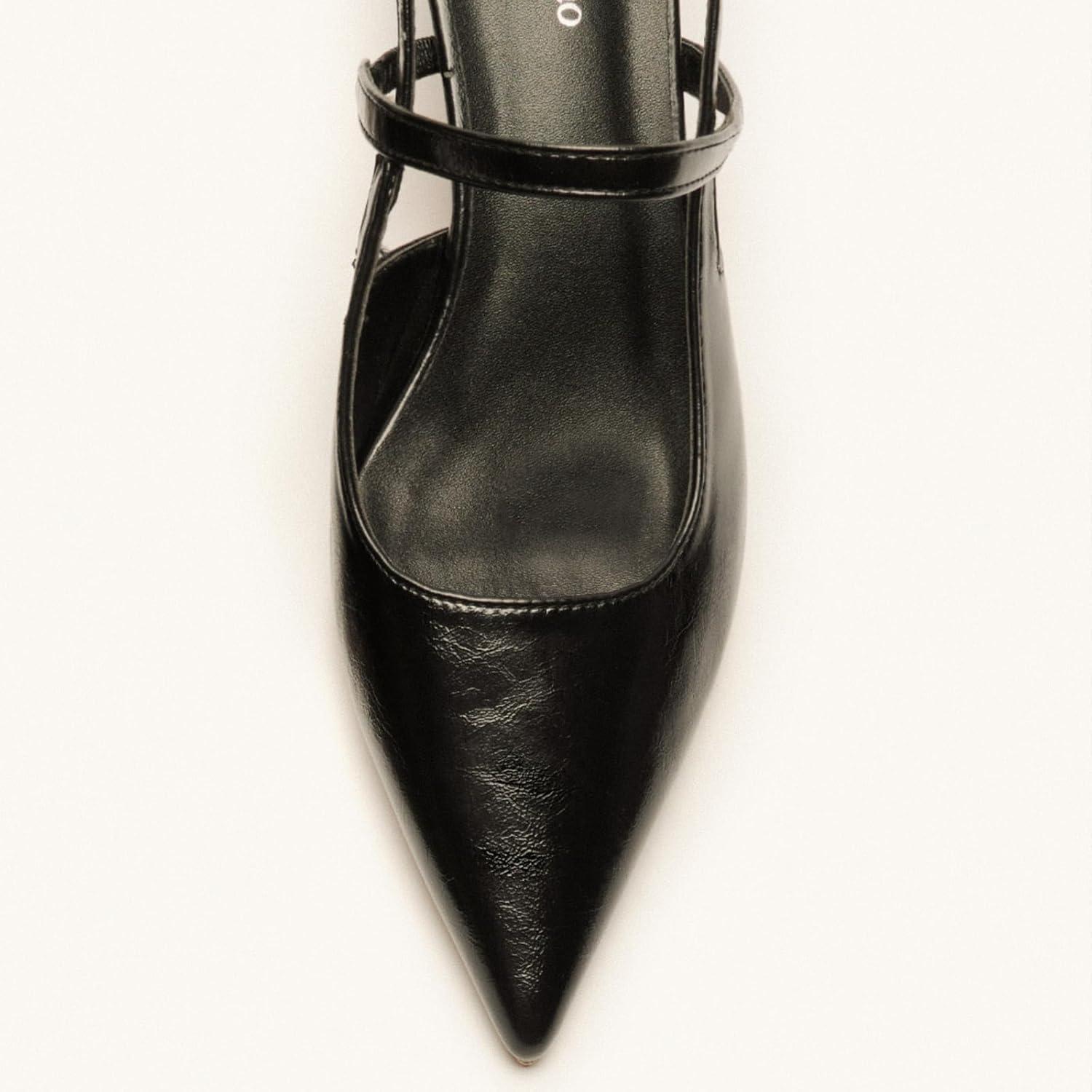 image:imageCParavano Kitten Heels for Women Pointed Toe Slingback Heels Low Heel Womens Pumps Shoes Closed Toe SandalsBlack