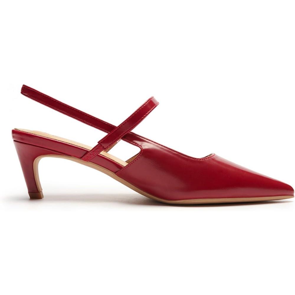 image:imageCParavano Kitten Heels for Women Pointed Toe Slingback Heels Low Heel Womens Pumps Shoes Closed Toe SandalsRed