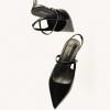 C.Paravano Kitten Heels for Women Pointed Toe Slingback Heels Low Heel Women’s Pumps Shoes Closed Toe Sandals(Black)