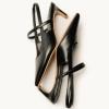 C.Paravano Kitten Heels for Women Pointed Toe Slingback Heels Low Heel Women’s Pumps Shoes Closed Toe Sandals(Black)