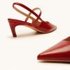C.Paravano Kitten Heels for Women Pointed Toe Slingback Heels Low Heel Women’s Pumps Shoes Closed Toe Sandals(Red)