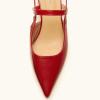 C.Paravano Kitten Heels for Women Pointed Toe Slingback Heels Low Heel Women’s Pumps Shoes Closed Toe Sandals(Red)