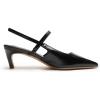 C.Paravano Kitten Heels for Women Pointed Toe Slingback Heels Low Heel Women’s Pumps Shoes Closed Toe Sandals(Black)