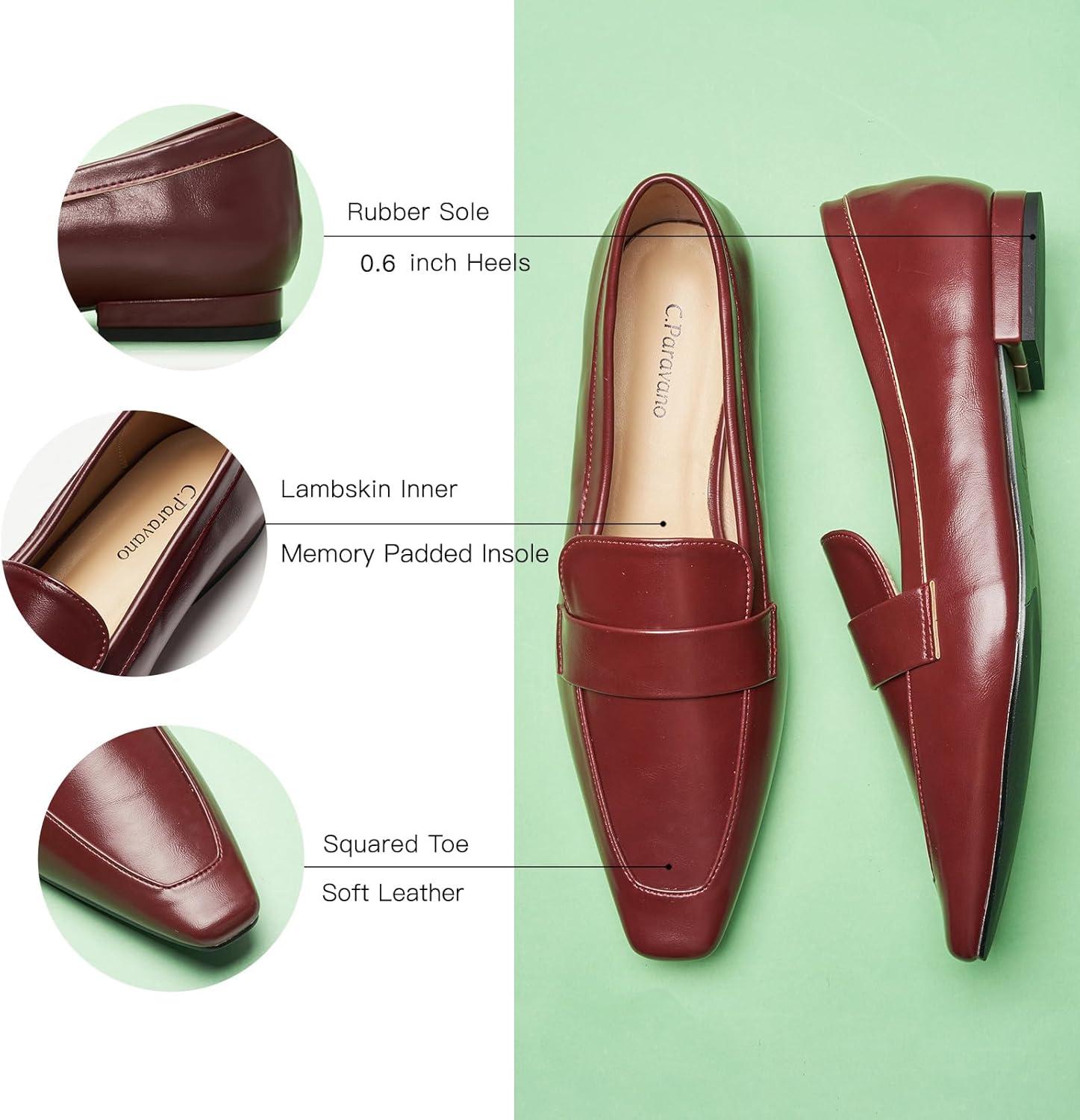 image:imageCParavano Womens Loafer Flat Loafers for Women Slipon Flats Shoes Business Casual Shoe Slipon Penny Loafers for WomenL1red