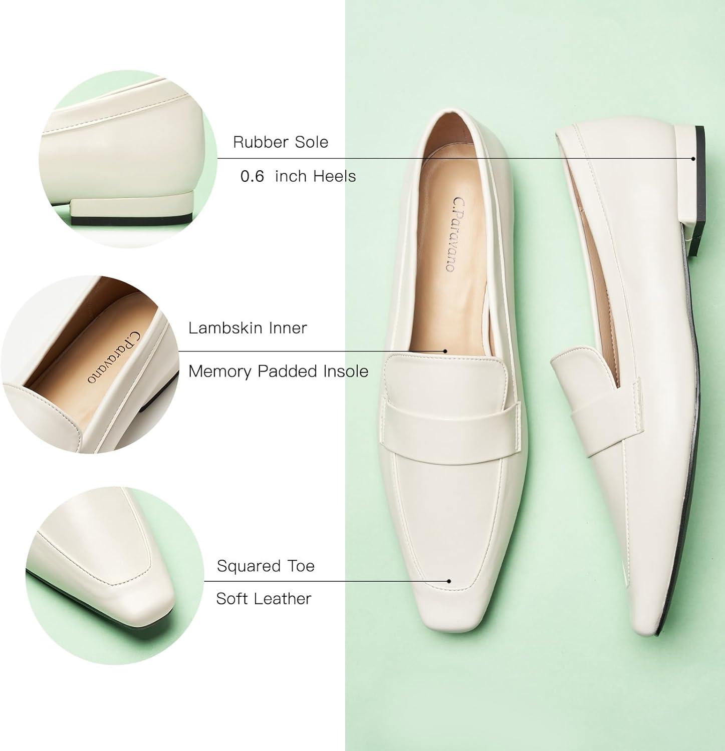 image:imageCParavano Womens Loafer Flat Loafers for Women Slipon Flats Shoes Business Casual Shoe Slipon Penny Loafers for WomenL1white