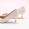 C.Paravano Pumps Shoes Women | Kitten Heels | Low Heel | Dress Shoes for Women | Pointed Toe Heels(White,Size 10)