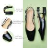 C.Paravano Slingback Flats | Women’s Slingback Shoes | Low Heels | Square Toe Flat | Sandals Women | Block Heel Slingback Sandals(Black)