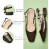 C.Paravano Slingback Flats | Women’s Slingback Shoes | Low Heels | Square Toe Flat | Sandals Women | Block Heel Slingback Sandals(Coffee)