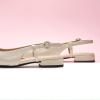 C.Paravano Slingback Flats | Women’s Slingback Shoes | Low Heels | Square Toe Flat | Sandals Women | Block Heel Slingback Sandals(Ivory)