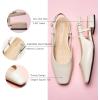 C.Paravano Slingback Flats | Women’s Slingback Shoes | Low Heels | Square Toe Flat | Sandals Women | Block Heel Slingback Sandals(Ivory)