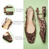 C.Paravano Slingback Flats | Women’s Slingback Shoes | Low Heels | Square Toe Flat | Sandals Women | Block Heel Slingback Sandals(Leopard)