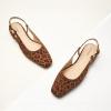 C.Paravano Slingback Flats | Women’s Slingback Shoes | Low Heels | Square Toe Flat | Sandals Women | Block Heel Slingback Sandals(Leopard-b)