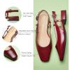 C.Paravano Slingback Flats | Women’s Slingback Shoes | Low Heels | Square Toe Flat | Sandals Women | Block Heel Slingback Sandals(Red)