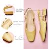 C.Paravano Slingback Flats | Women’s Slingback Shoes | Low Heels | Square Toe Flat | Sandals Women | Block Heel Slingback Sandals(Yellow)