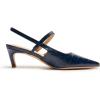 C.Paravano Kitten Heels for Women Pointed Toe Slingback Heels Low Heel Women’s Pumps Shoes Closed Toe Sandals(Navy Croc)