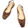 C.Paravano Slingback Flats | Women’s Slingback Shoes | Low Heels | Square Toe Flat | Sandals Women | Block Heel Slingback Sandals(Leopard)
