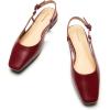C.Paravano Slingback Flats | Women’s Slingback Shoes | Low Heels | Square Toe Flat | Sandals Women | Block Heel Slingback Sandals(Red)