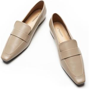 C.Paravano Women’s Loafer Flat | Loafers for Women | Slip-on Flats Shoes | Business Casual Shoe | Slip-on Penny Loafers for Women(L1-camel)