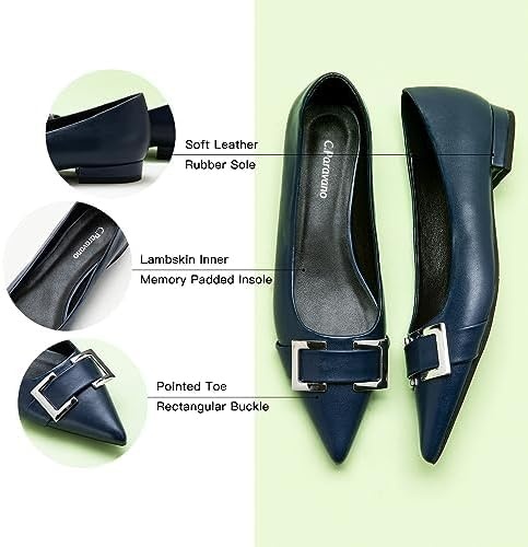image:imageCParavano Flats for Women Pointed Toe Flats Ballet Flats Women Dressy Shoes ComfortableNavy