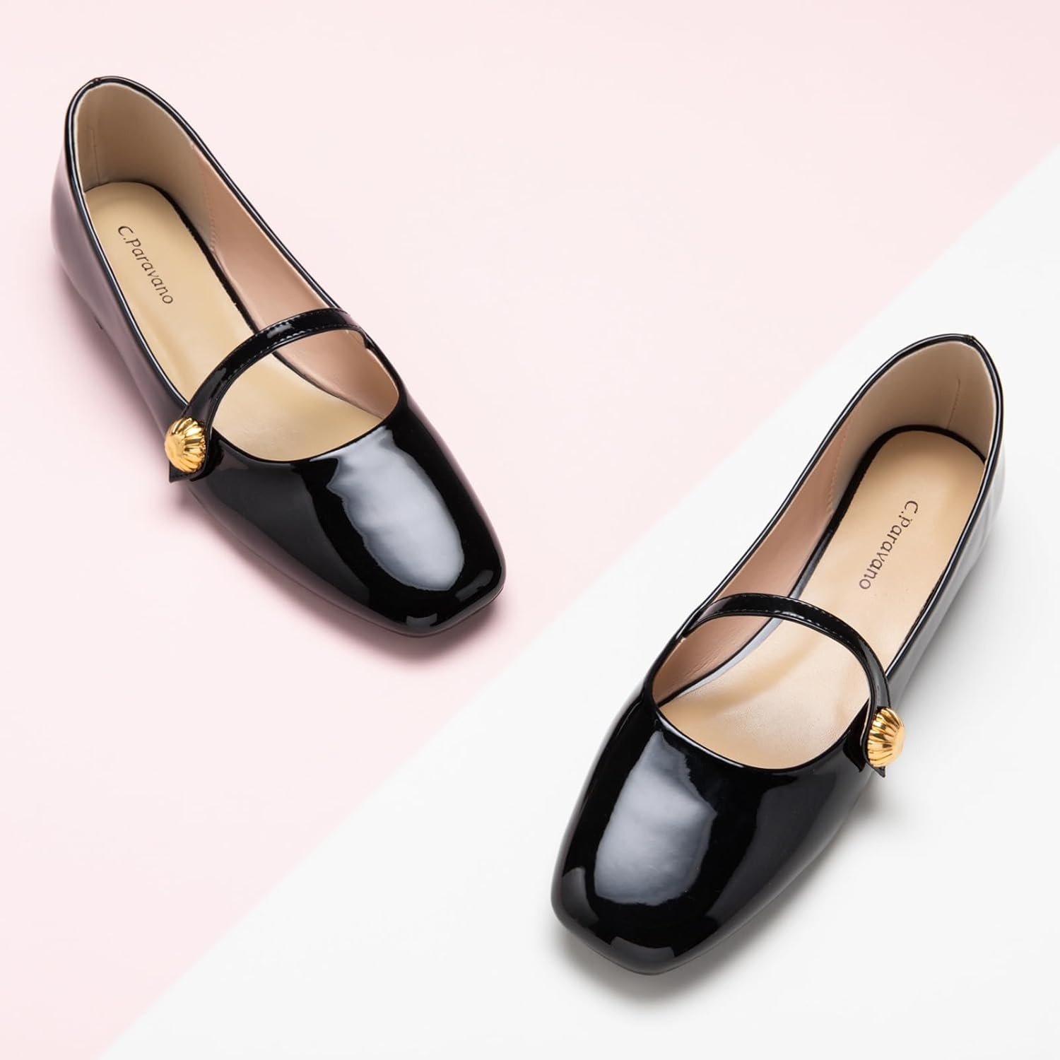 image:imageCParavano Womens Mary Jane Flats Comfortable Square Toe Ballet Flats Mary Jane Shoes with Strap Casual Dressy Flat Black Shoes for Work Party or Date Nights Size 95Black