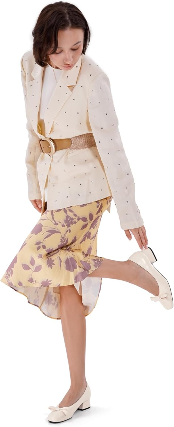 image:imageCParavano Womens Pumps Luxury Leather Pumps 15 Inch Chunky Block Heel amp Square Toe Fabric BowIvory