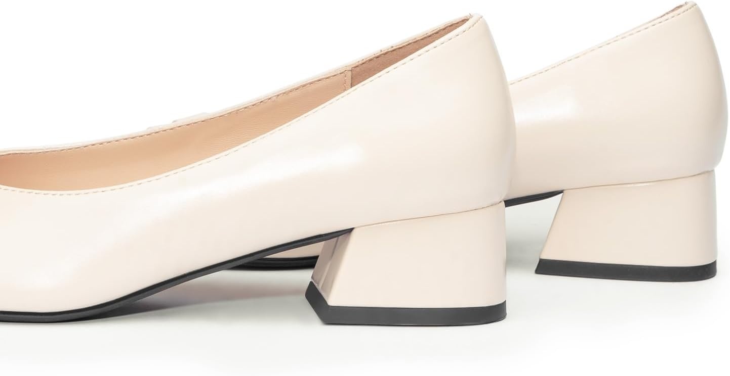 image:imageCParavano Womens Pumps Luxury Leather Pumps 15 Inch Chunky Block Heel amp Square Toe Fabric BowIvory