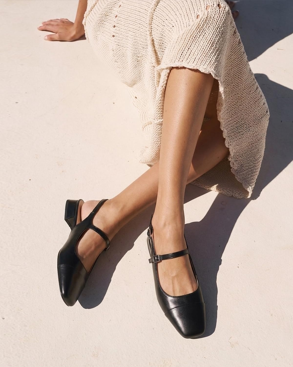 image:imageCParavano Womens Slingback Sandals Low Block Heel Square Toe Closed Toe Adjustable Ankle Strap Comfortable Walking Shoes for DailyBlack