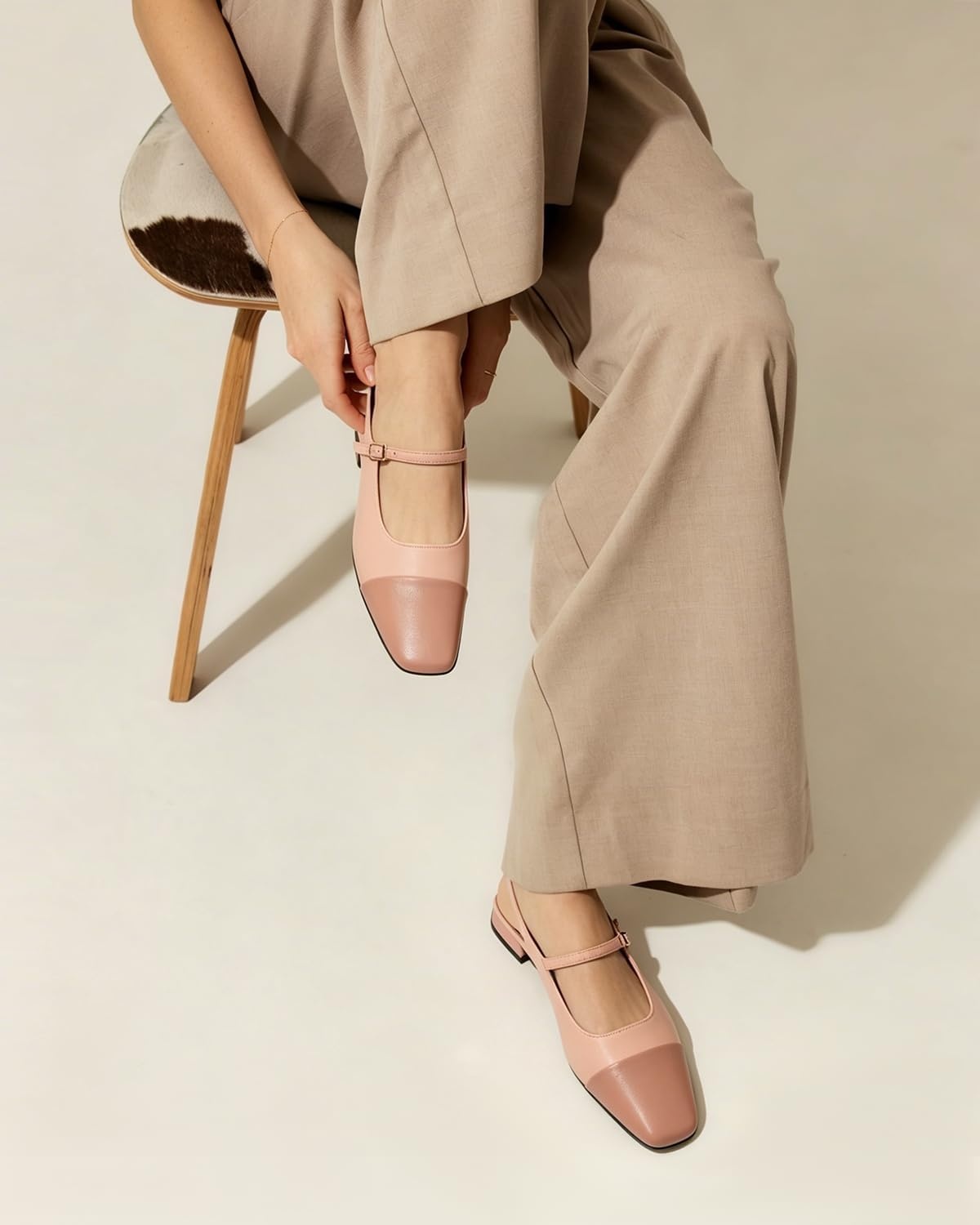 image:imageCParavano Womens Slingback Sandals Low Block Heel Square Toe Closed Toe Adjustable Ankle Strap Comfortable Walking Shoes for DailyPink