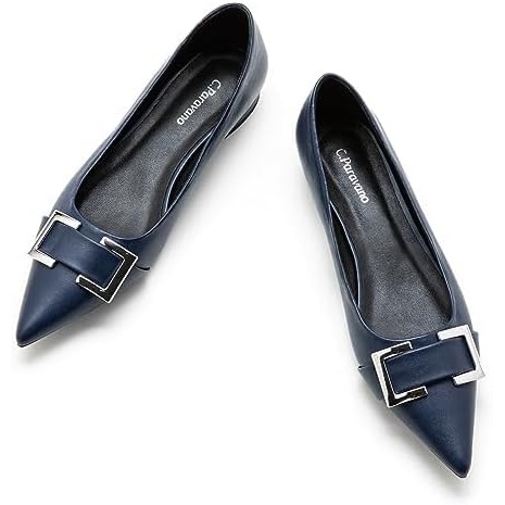 image:imageCParavano Flats for Women Pointed Toe Flats Ballet Flats Women Dressy Shoes ComfortableNavy