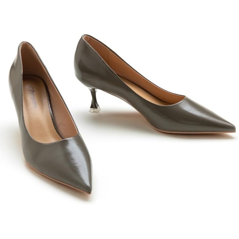 image:imageCParavano Womens Pumps Wedding Shoes Dressy Low Heel Work Casual Heels Pointed Toe Heels for Office Wear and Casual OutfitsSize 75Grey