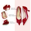 C.Paravano Womens Kitten Heels for Women Pointed Toe Low Heel Pumps Designer Pumps Heels for Women Shoes Dressy(Red Smooth)