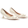 C.Paravano Womens Kitten Heels for Women Pointed Toe Low Heel Pumps Designer Pumps Heels for Women Shoes Dressy(White Smooth)